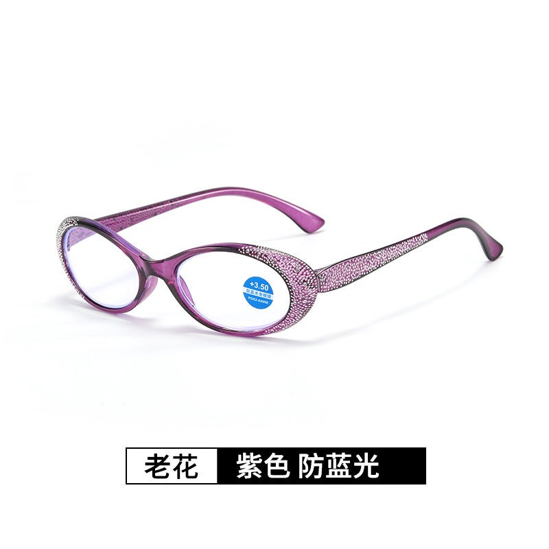 New Ladies Fashion Cat'S Eye Anti-Blue Light Reading Glasses Hd Diamond-Encrusted Luxury Elderly Reading Mirror Flat Men - Image 5